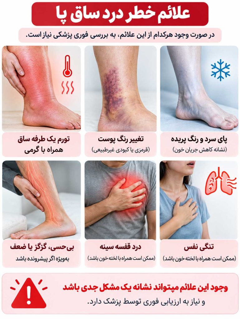 علائم خطر درد ساق پا و زمان مراجعه فوری